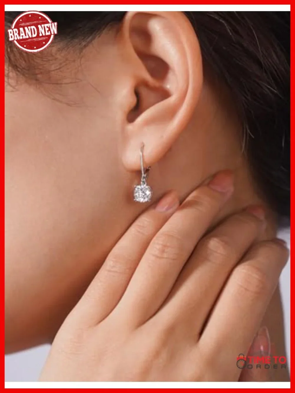 Moissanite Leverback Drop Earrings 925 Sterling Silver 18K White Gold Plated